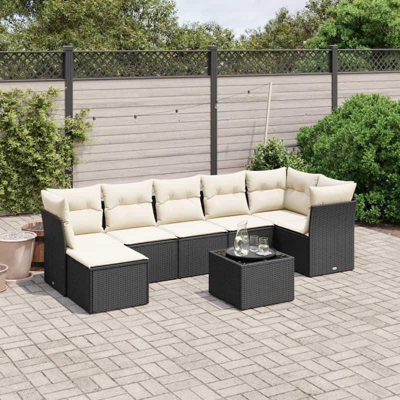 vidaXL Garden Sofa Set Beige/Black/Brown/Grey