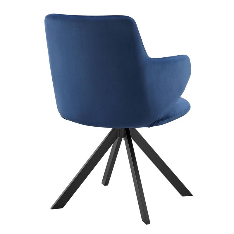 Velvet Swivel Dining Armchair with Black Steel Legs Modern Velvet Upholstered for Living Room - 33.47”H x 22.84”W x 24.02”D