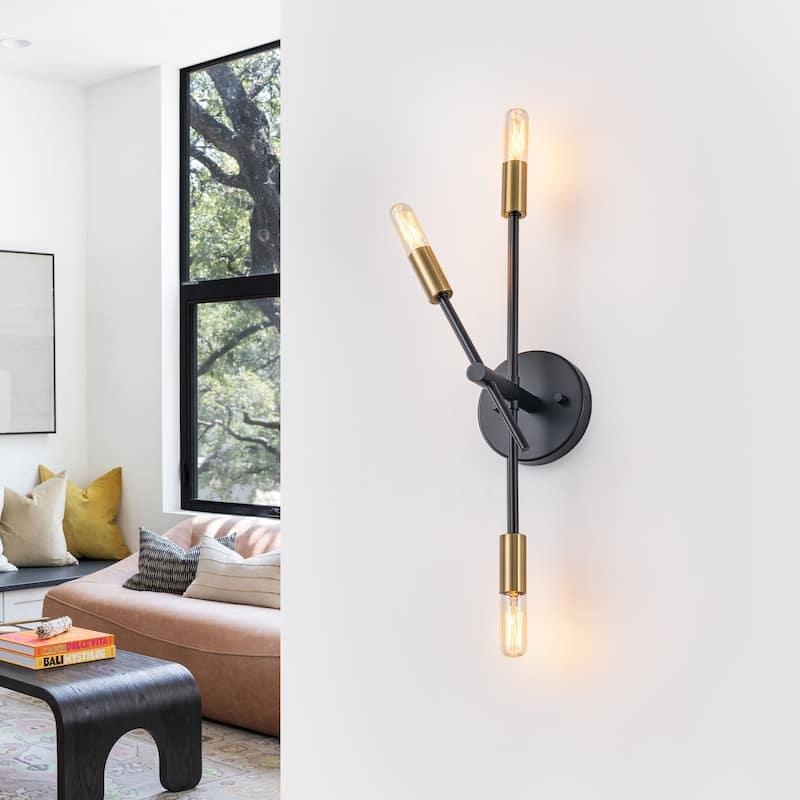 3-Light Minimalist Industrial Matte Black Metal Wall Sconce Modern