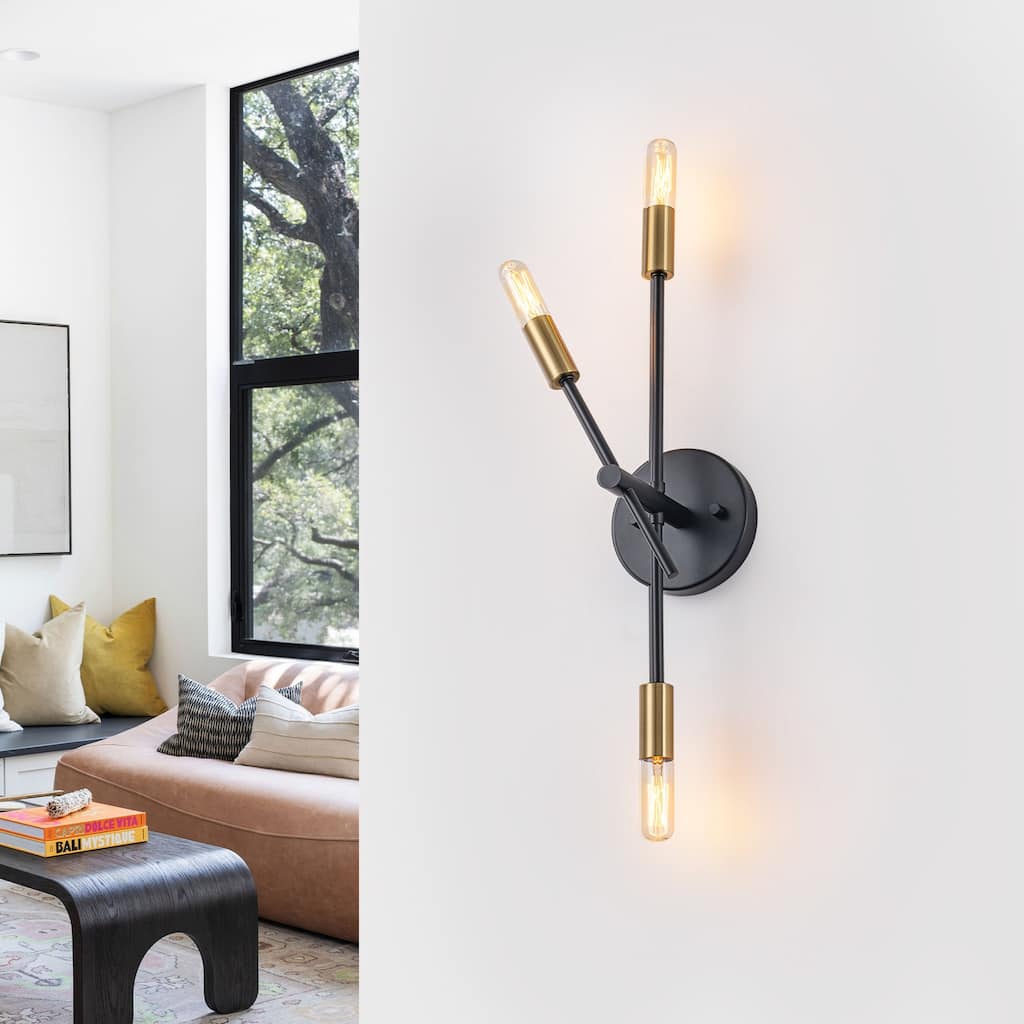 3-Light Minimalist Industrial Matte Black Metal Wall Sconce Modern