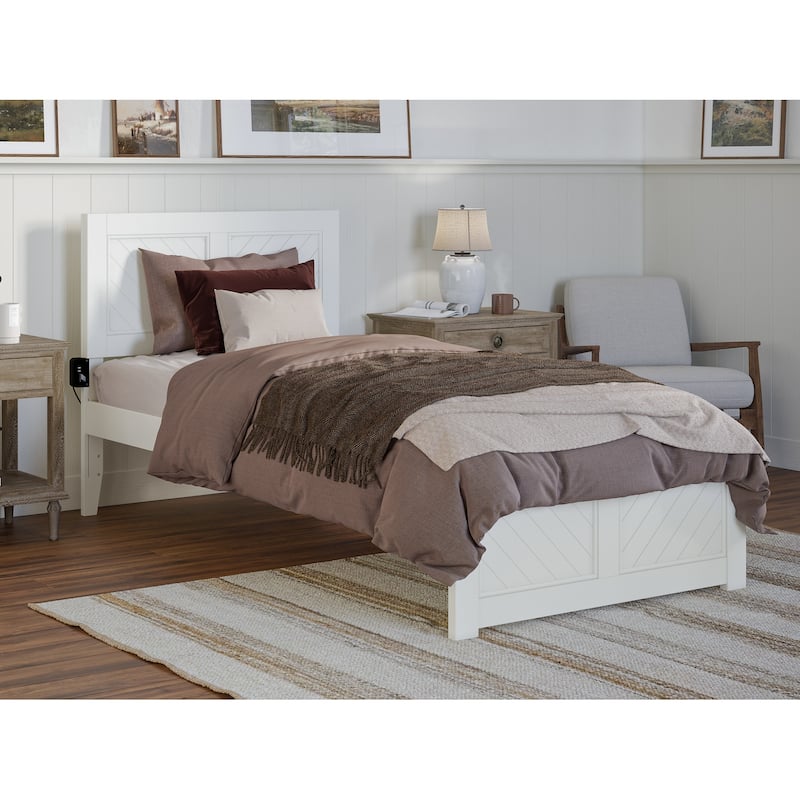 Twin XL Platform Bed with Footboard - HomeStock Renaissance Rhapsody - Modern Bedroom Furniture