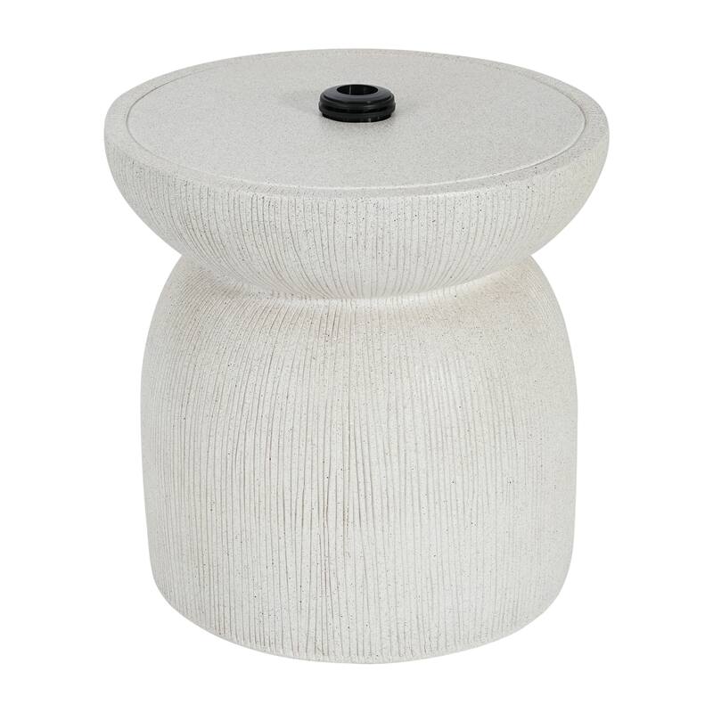 Roomfitters Odelia Outdoor Side Table Umbrella Base with Sand Filling Design, White Marble Finish - White Marble