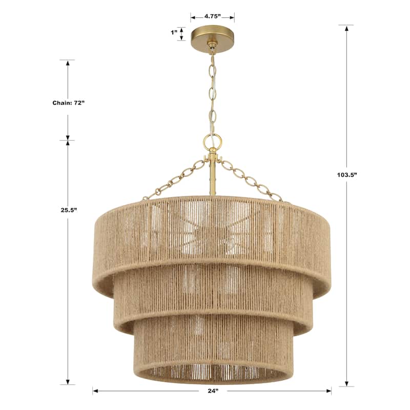 Shyla 10 Light Soft Gold Chandelier - 24"W x 25.5"H x 24"D