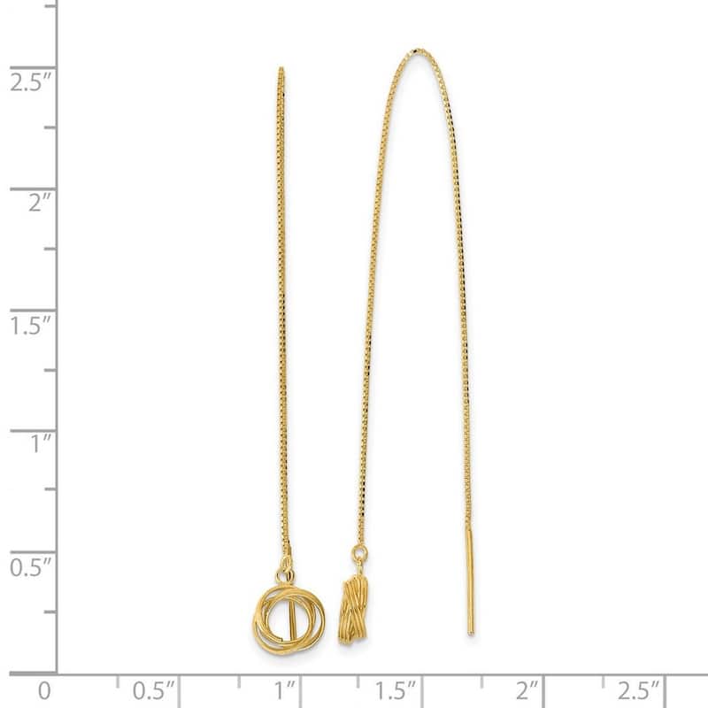 Curata 14k Yellow Gold Box Chain Polished Love Knot Threader Earrings 69x7mm