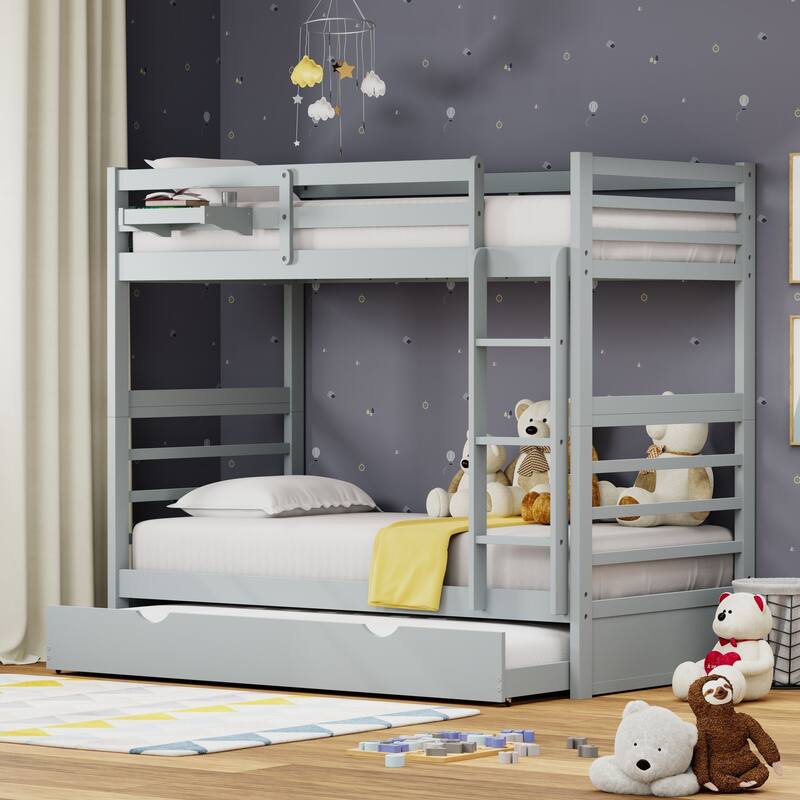 Plana Wood Bunk Bed, Hanging Nightstand and Trundle