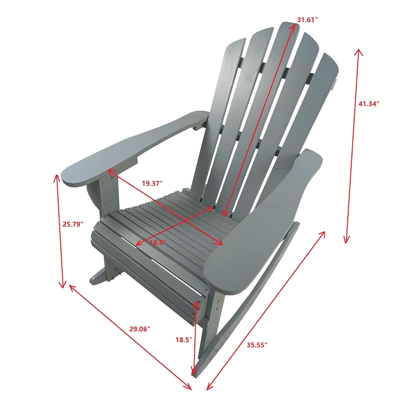 Reclining Wooden Outdoor Rocking Adirondack chair