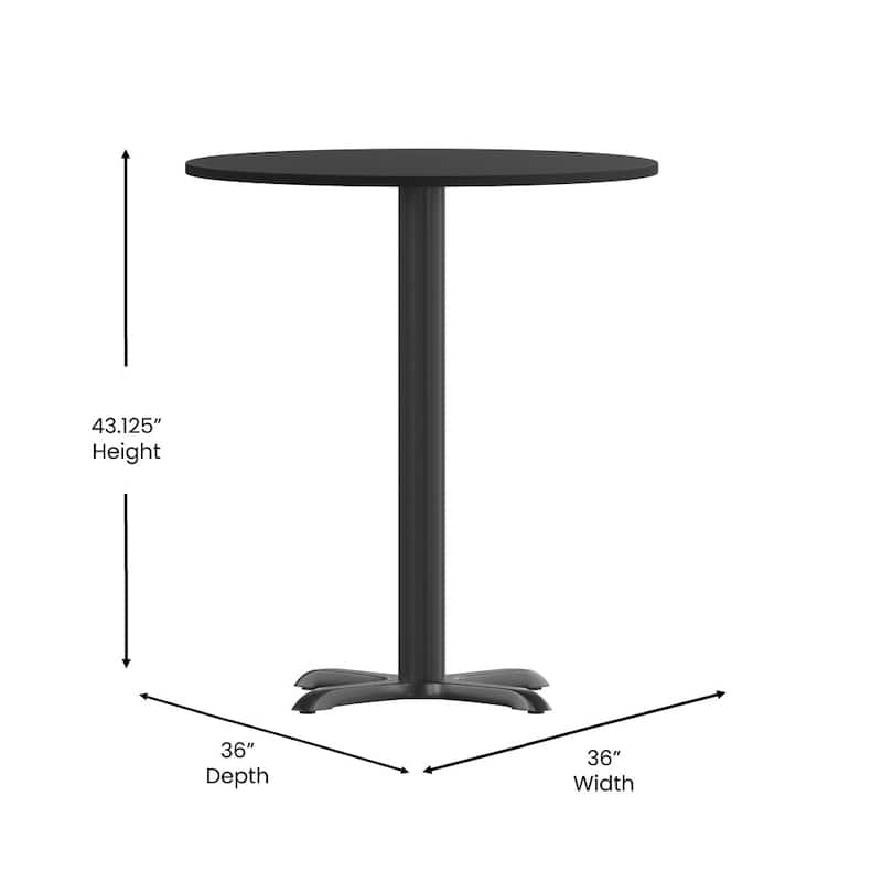36'' Round Laminate Table Top with 30'' x 30'' Bar Height Table Base