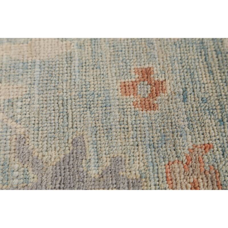 Hand Knotted Oriental 100% Wool Carpet Transitional All-Over Navy Blue & Blues Oushak Area Rug - 12' 2'' X 9' 4''