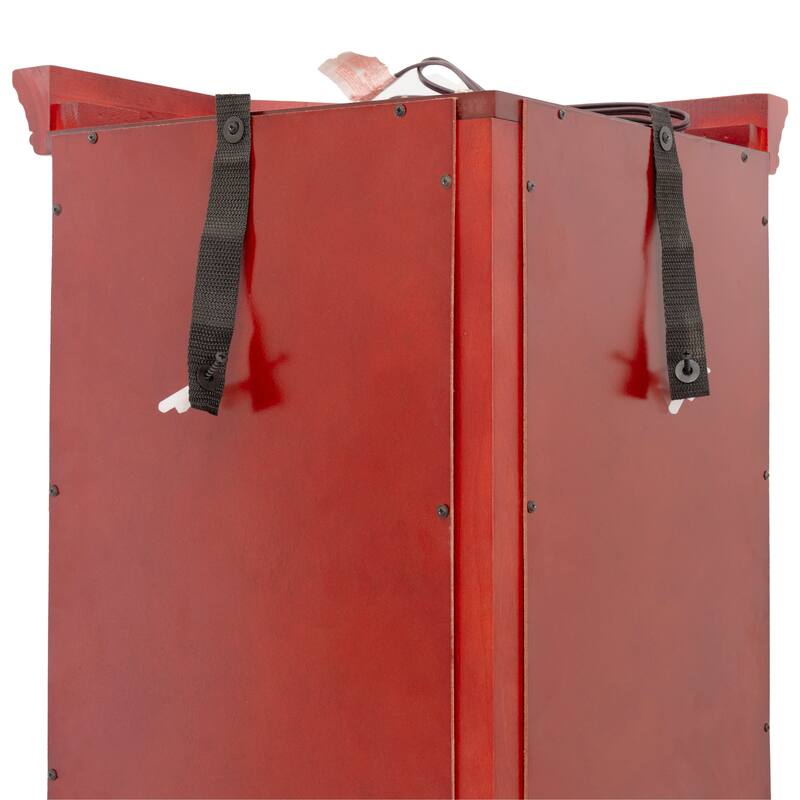 Elegant Corner Curio Cabinet with Tempered Glass Doors, Adjustable Shelves & Cherry/Oak Finish for Display