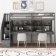 preview thumbnail 23 of 34, Twin Loft Bed with Storage Staircase, Double Desks and Shelves, White