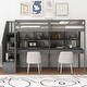 preview thumbnail 1 of 37, Twin Size All-in-One Loft Bed with Double Desk and Shelves, Storage Staircase, Guardrails, Wood Slat Support for Bedroom Dorm Grey - Twin