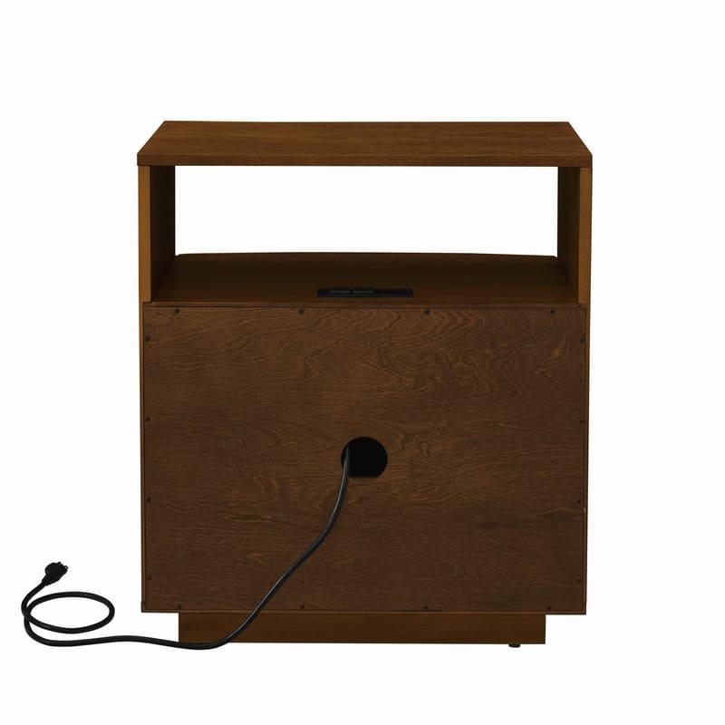 Mid Century Modern Nightstand with Charging Station and Solid Wood Drawers for Versatile Bedroom Use