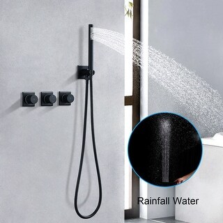 Wall Mounted 10-Inch Square Rainfall Shower Head Combo Set System - Bed ...