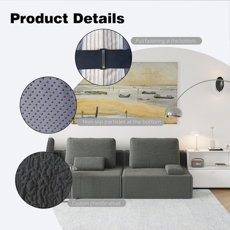 Oversized Modular Sectional Sofa, Luxury Boucle Floor Couch, Convertible Compressed Couch for Living Room, Apartment