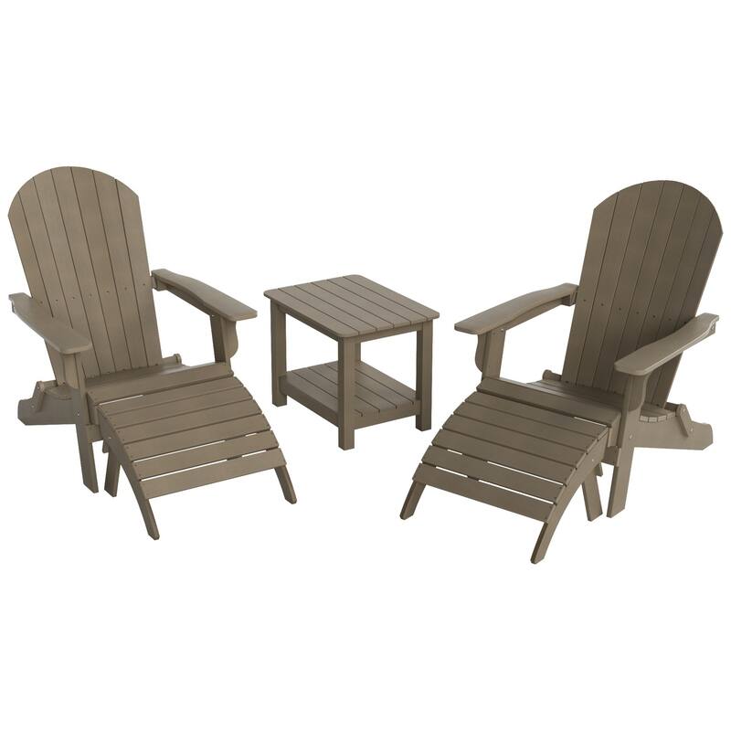 Vineyard HIPS Outdoor Folding Eco-Friendly All Weather Seashell Adirondack Chairs (5-Piece Conversation Set)