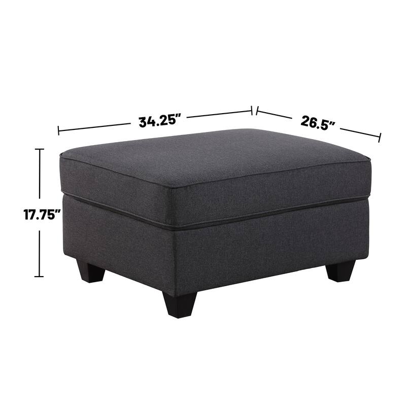 7 Piece Upholstered L-Shape Sectional Sofa with Ottoman in Dark Gray