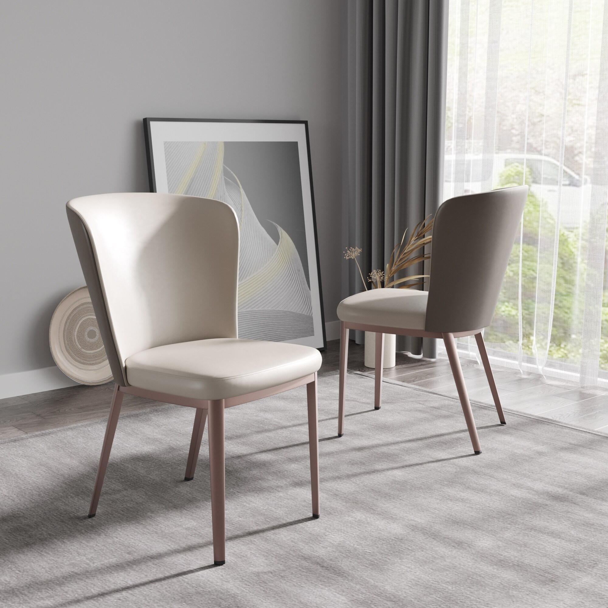 Modern Moran Purple Metal Leg PU Dining Chair 2pcs ctn Bed Bath