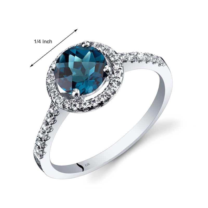 14k White Gold 1.59ct London Blue Topaz and White Topaz Ring