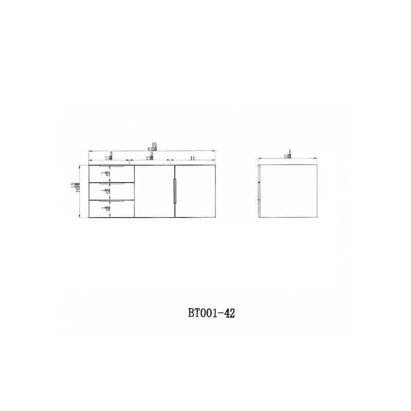 Noble 42" Wall Mounting Vanity (L Drawer) with Reinforced Acrylic Sink