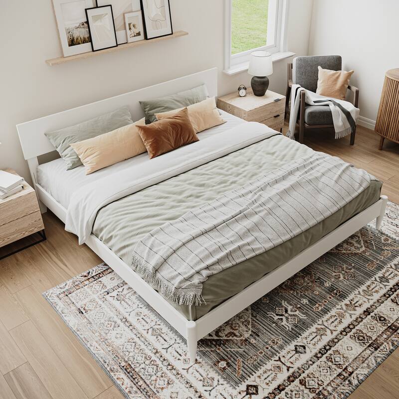 Aria Solid Wood Modern Low Profile Platform Bed