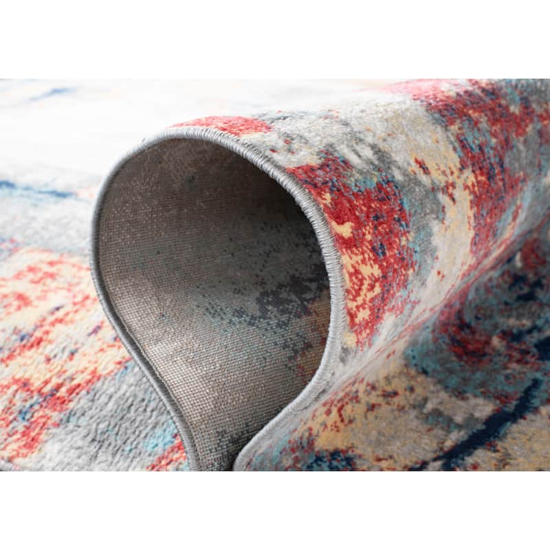 SAFAVIEH Jasper Maleah Modern Abstract Rug - Grey/Red - 5' 3" x 7' 6"