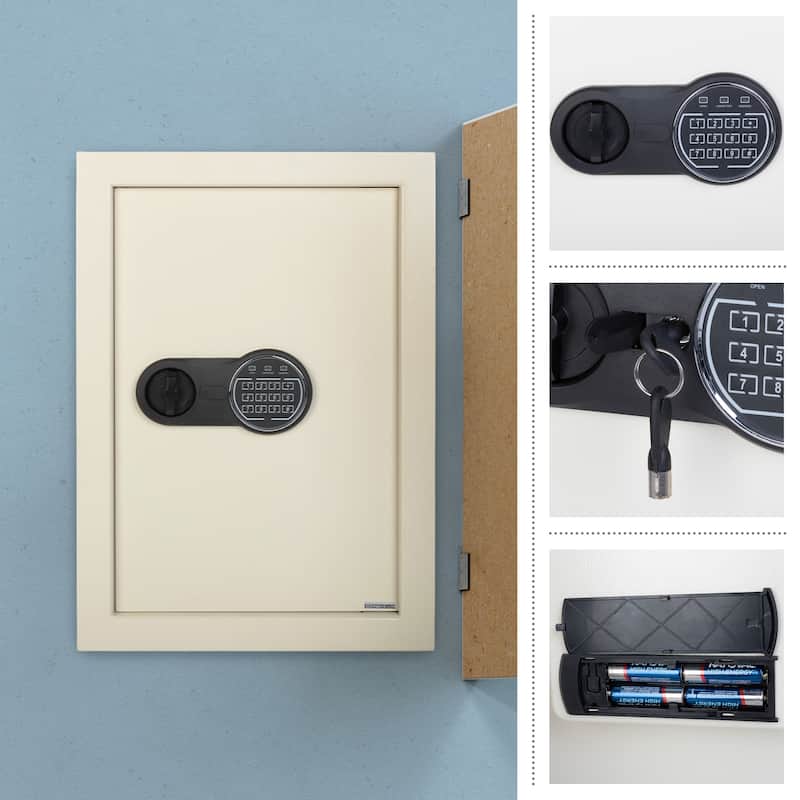 In-Wall Safe - Home or Business Safe with Keypad and 2 Manual Override Keys - Protects Cash, Jewelry, Passports by Paragon Safes