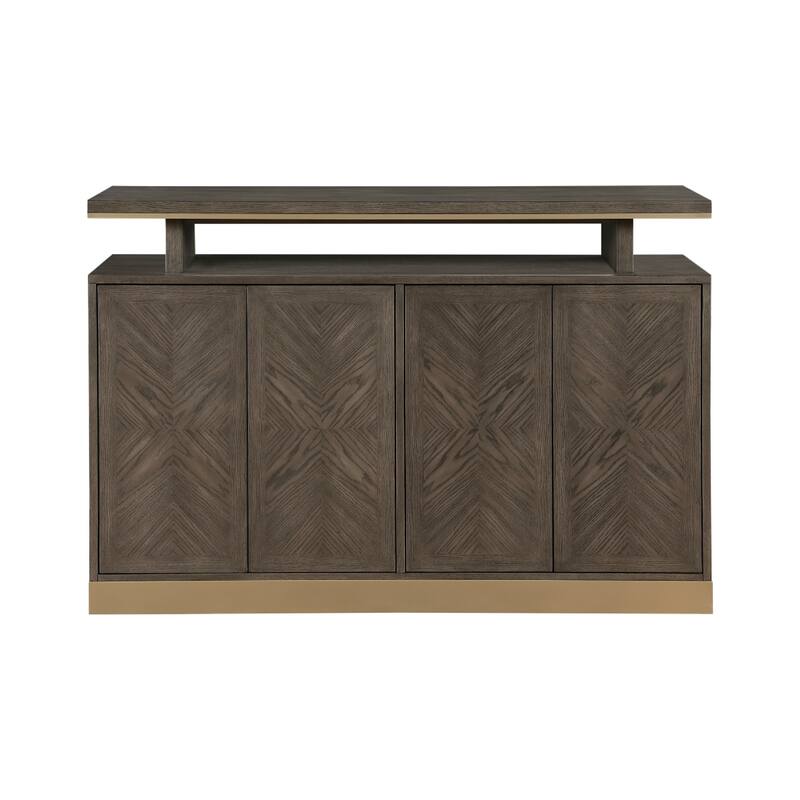 Greta Sideboard Buffet Console 2 Cabinets, Floating Top, Gold, Brown
