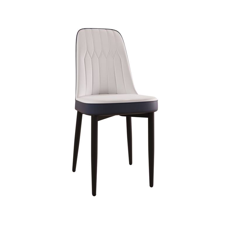 A set of 4 Dining Chair Modern Style Chair Made of High-Quality PU Leather Fabric w/ Thick Soft Cushions - Beige+Black