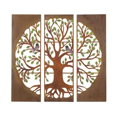 Rustic Tryptic Tree of Life Wall Decor