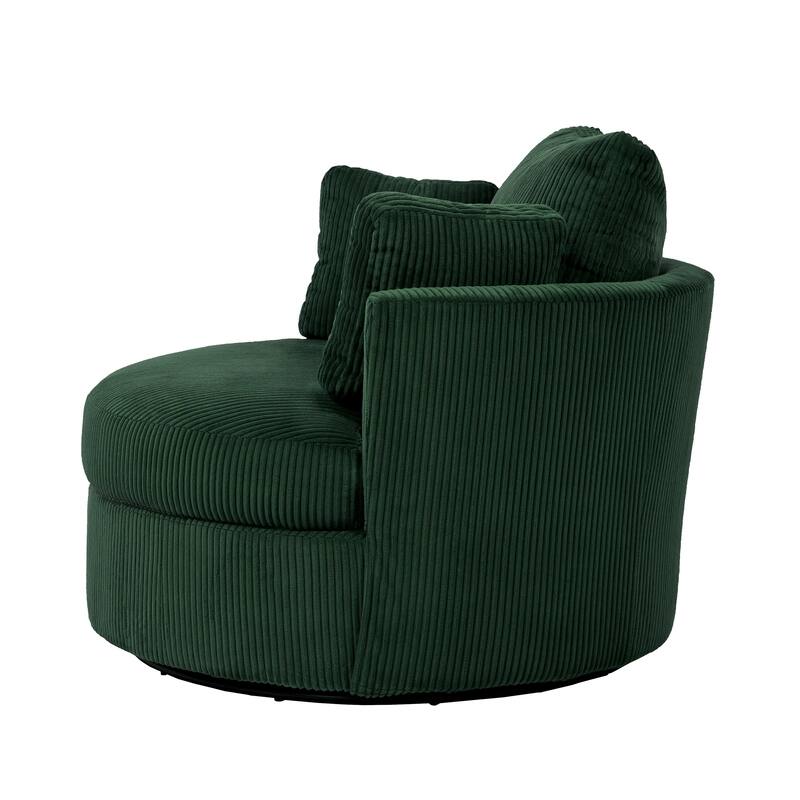 Indoor Corduroy Swivel Chair with Pillows