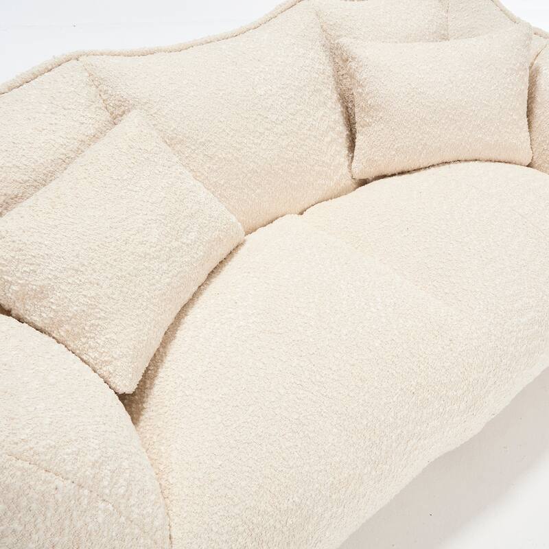 73.2" Chenille Oversized Beanbag Sofa Chair with High-Resilience Foam, Armrests and Handles
