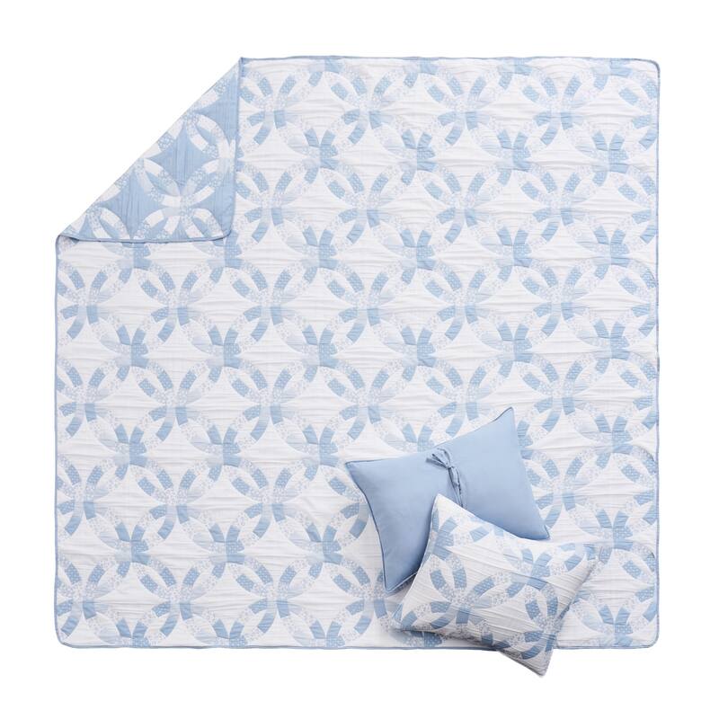 Greenland Home Fashions Wedding Ring Jacquard Woven Reversible Coverlet Set