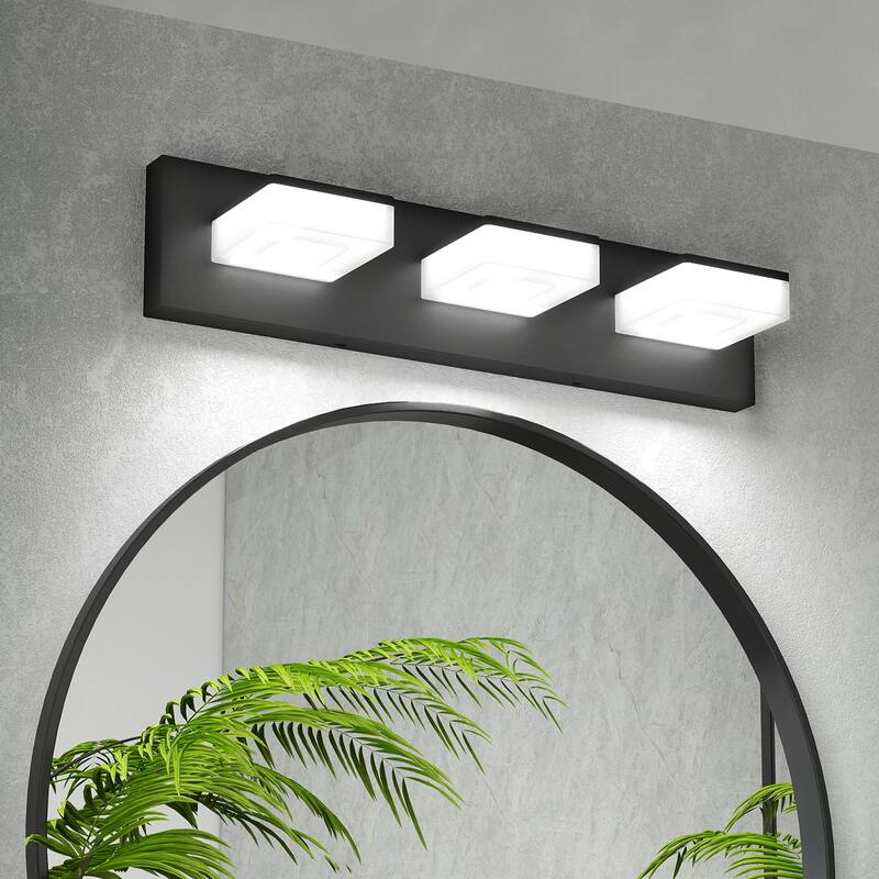 20" 3-Light LED Modern Bathroom Vanity Light Fixture - Black