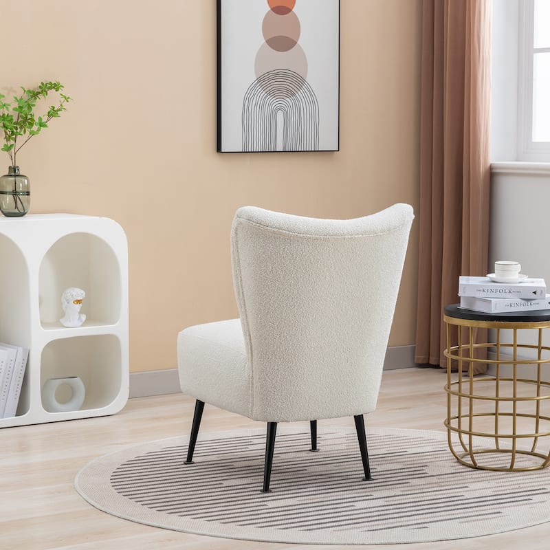 Armless Accent Chair With Rubber Wooden Legs Modern Upholstered Corner Side Chair For Living Room