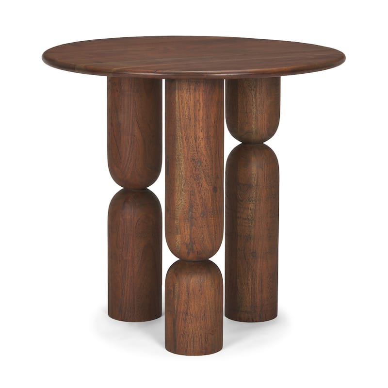 Sonel Pedestal Medium Dark Brown / Matte Black Acacia Wood Foyer Table -  35.0L x 4.5W x 35.0H - Brown