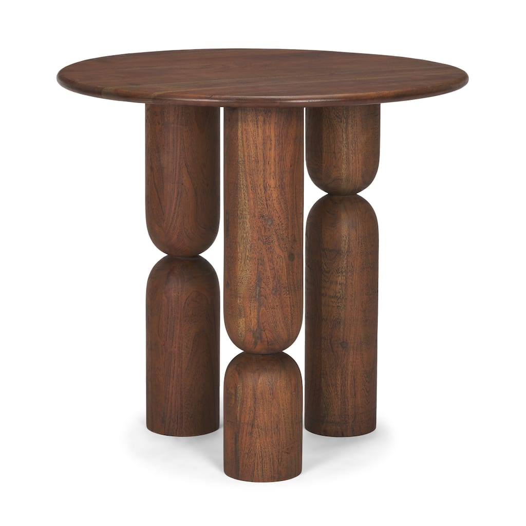 Sonel Pedestal Medium Dark Brown / Matte Black Acacia Wood Foyer Table -  35.0L x 4.5W x 35.0H