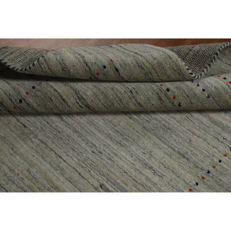 Hand Knotted Oriental 100% Wool Carpet Tribal Animal Pictorial Greys & Charcoal Gabbeh Area Rug - 8' 1'' X 5' 0''
