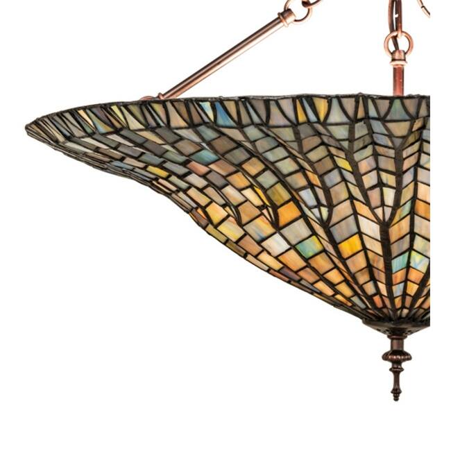 Meyda Tiffany 243228 Tiffany Lotus Leaf 3 Light 25" Wide Semi-Flush