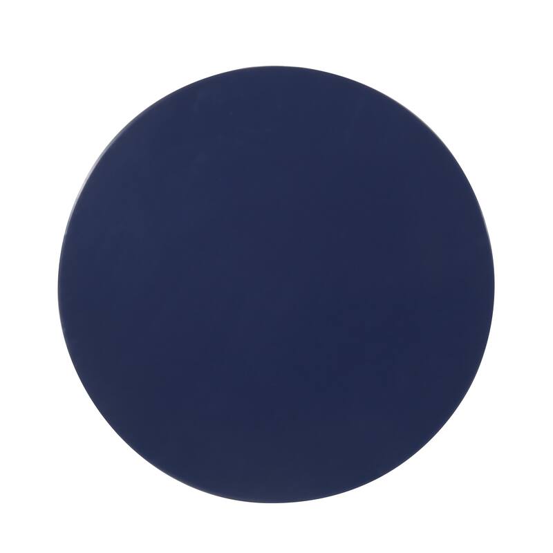 Kemo Outdoor End Table, Round 14 Inch, Cutout Design, Navy Blue