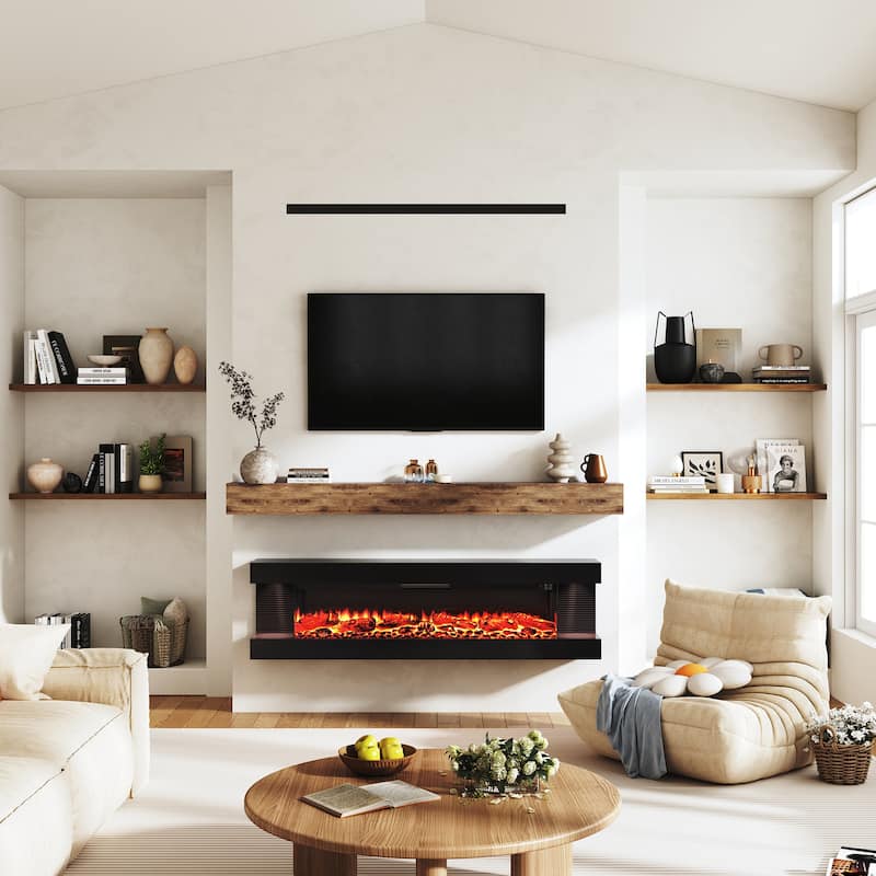 3-Sided Electric Fireplace, Wall Mounted LED Electric Fireplace