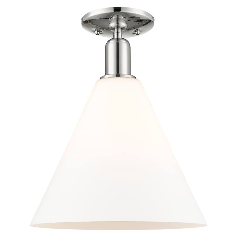 Innovations Lighting Endless Possibilities Arcadia - Berkshire Glass - 1 Light 12" Semi-Flush Mount - Polished Nickel/Matte White