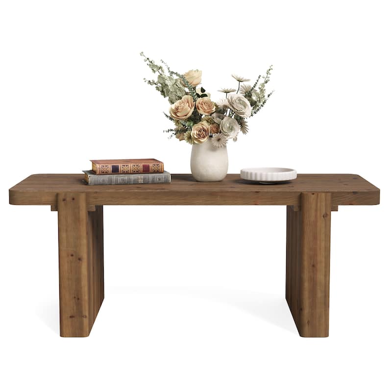 47-Inch Coffee Table, Farmhouse Solid Wood Center Table