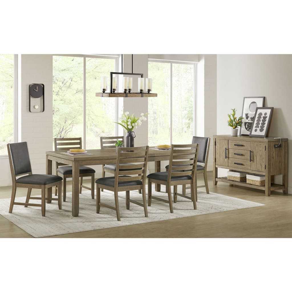 30.5 in. H, 9 -Piece Brown Rectangle Wood Top with High Slat Back 8 Seating Dining Room Set