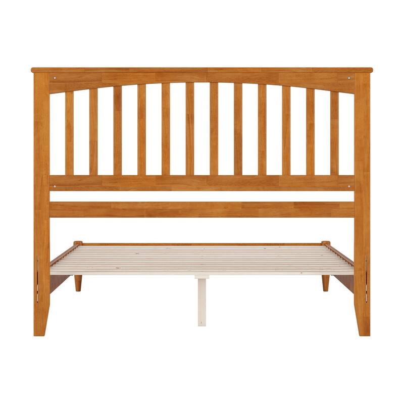 Solid Wood Low Profile Platform Bed - Modern Style Bed Frame, Light Toffee Finish