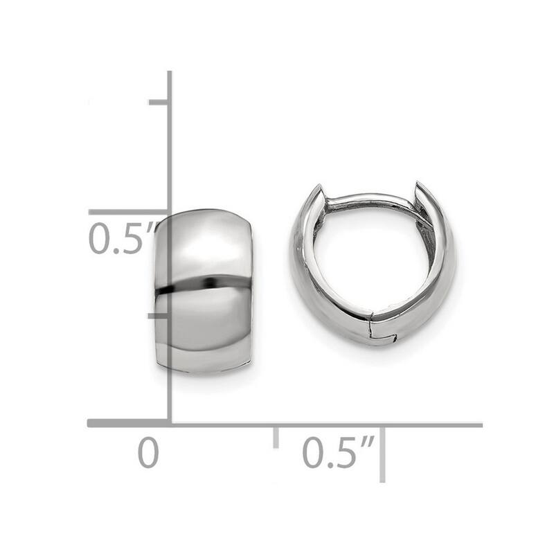 Curata 14k White Gold Solid Polished Hinged Hoop Earrings - 7x6mm Wide