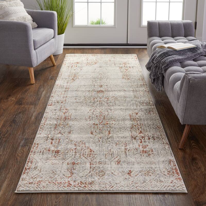 Grand Bazaar Frencess Machine Made Distressed Transitional Area Rug