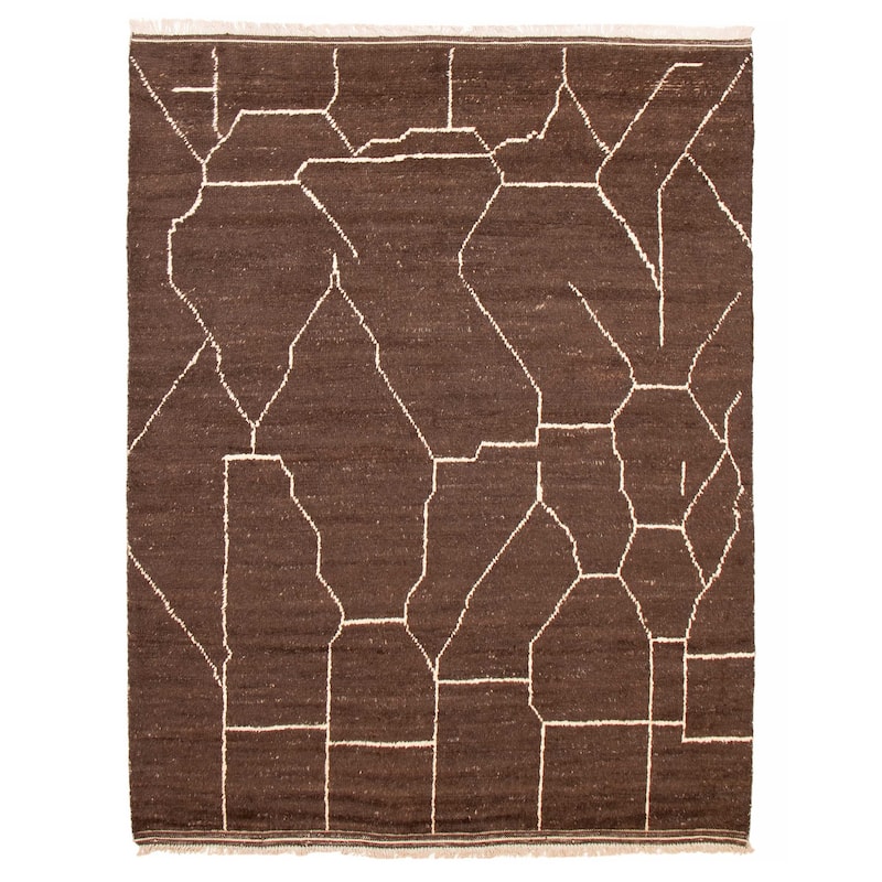 ECARPETGALLERY Hand-knotted Pak Finest Marrakesh Brown Wool Rug - 8'1 x 10'6 - Dark Brown - 8'1 x 10'6