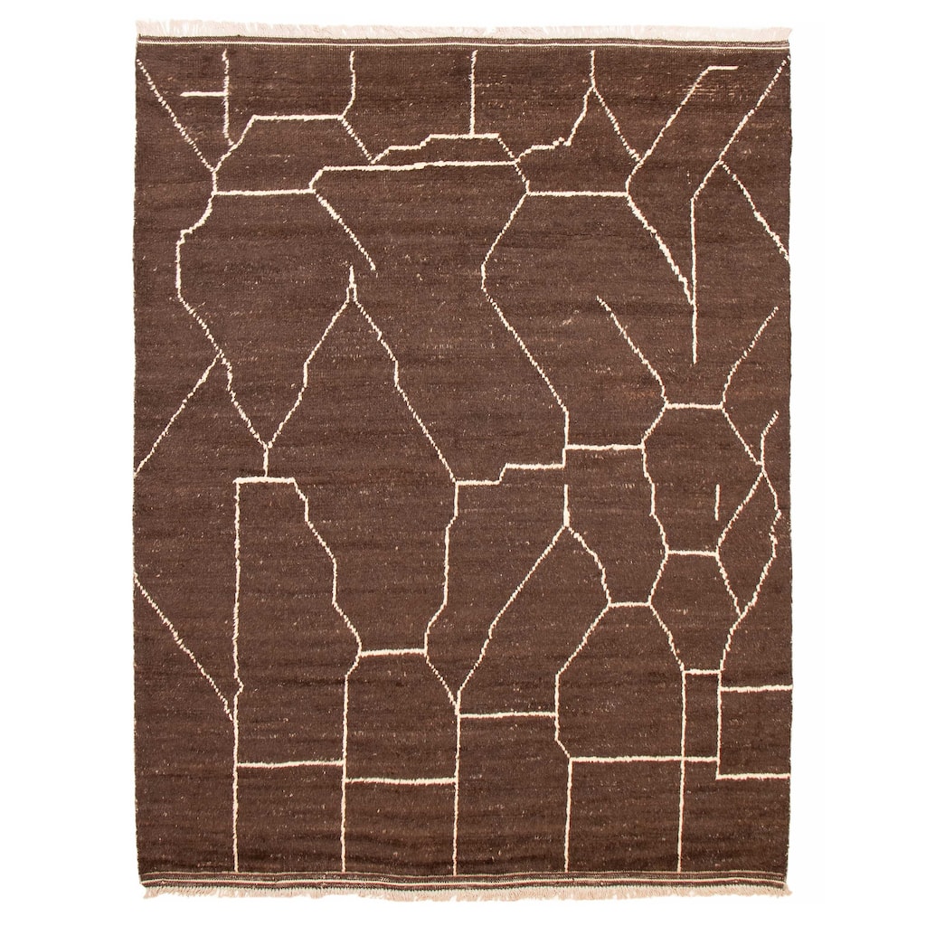 ECARPETGALLERY Hand-knotted Pak Finest Marrakesh Brown Wool Rug - 8'1 x 10'6