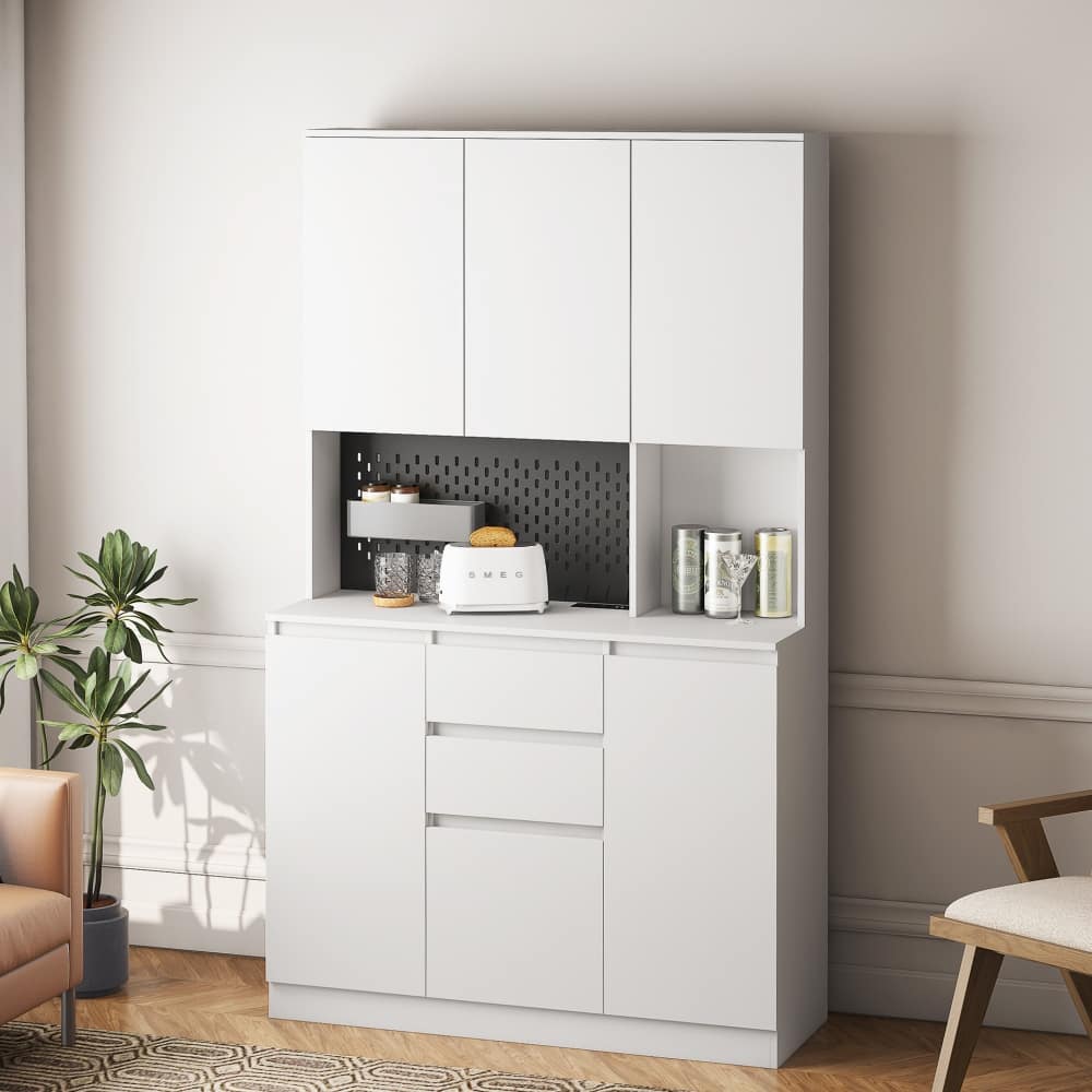 74" Freestanding 5-Door Kitchen Pantry Cabinet Cupboards with Charging