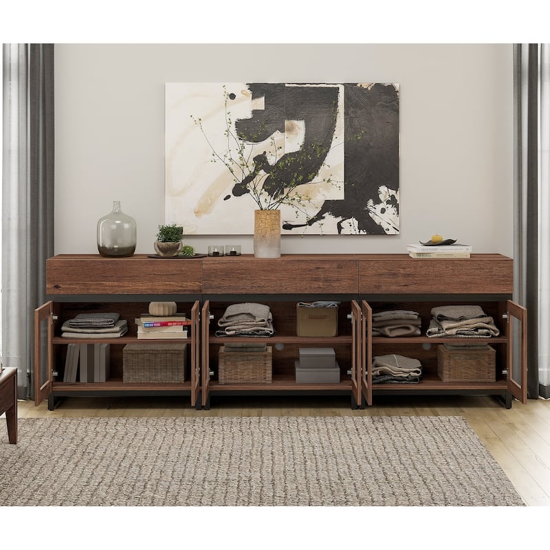 Modern Dresser With Glass Doors, Drawer, And Adjustable Shelf - Multifunctional Storage Cabinet For Living Room Or Bedroom